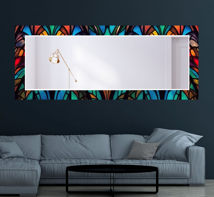 Stained Orange Design Wall Mirror Modern Wall Mirror
