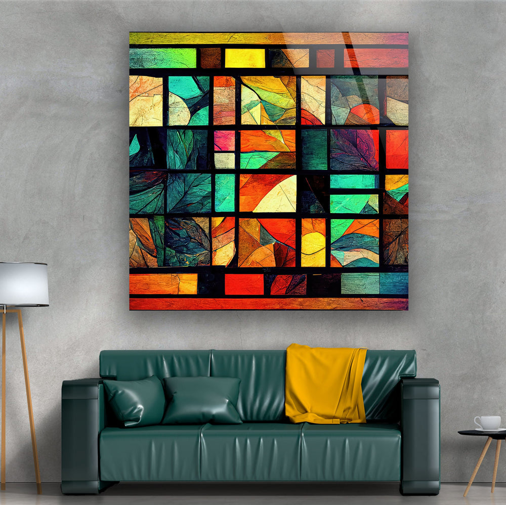 Geometric Stained Artworks Glass Printing Wall Arts