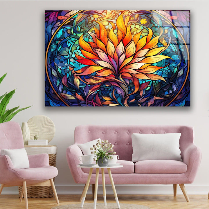 Stained Colored Lotus Glass Wall Art art glass wall art, glass wall art pictures