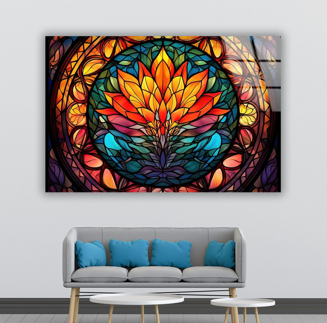 Lotus Stained Flower Glass Wall Art glass wall decor, glass wall art decor