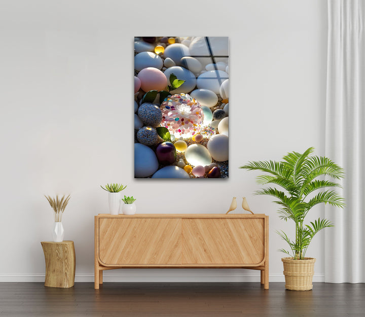 Beach Stones Glass Wall Art