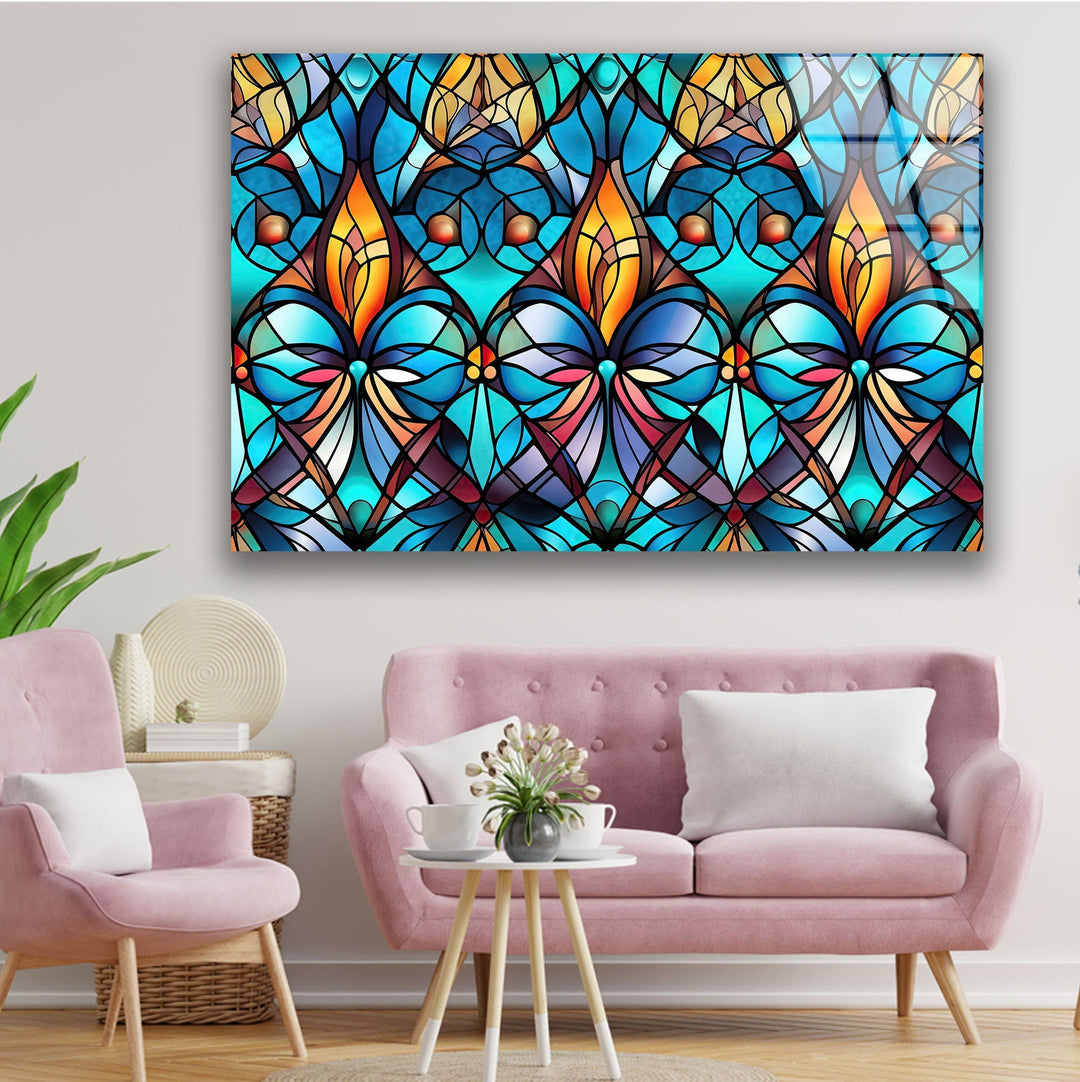 Blue Stained Art Glass Wall Art large glass photo prints, glass wall photos