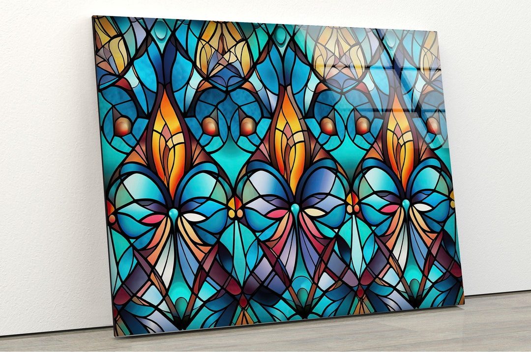 Blue Stained Art Glass Wall Art Glass Printing Wall Art, Print photos on glass