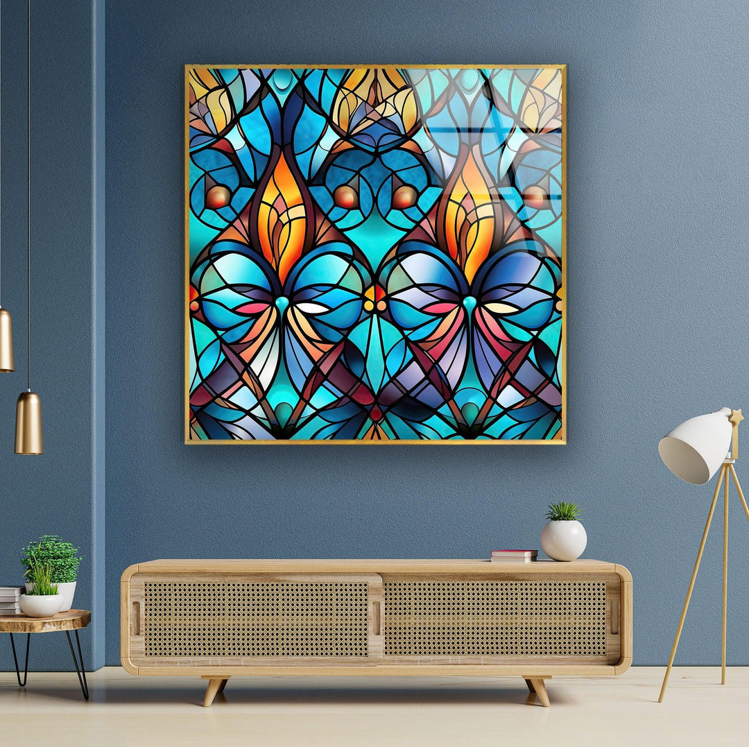 Blue Stained Art Glass Wall Art glass image printing, glass prints from photos