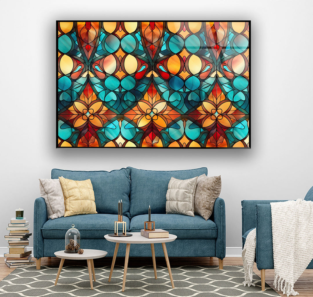 Seamless Pattern Glass Wall Art print picture on glass, Tempered Glass Wall Art