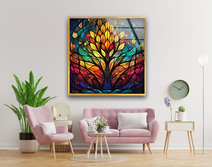 Stained Yellow Tree Glass Wall Art art glass wall art, glass wall art pictures