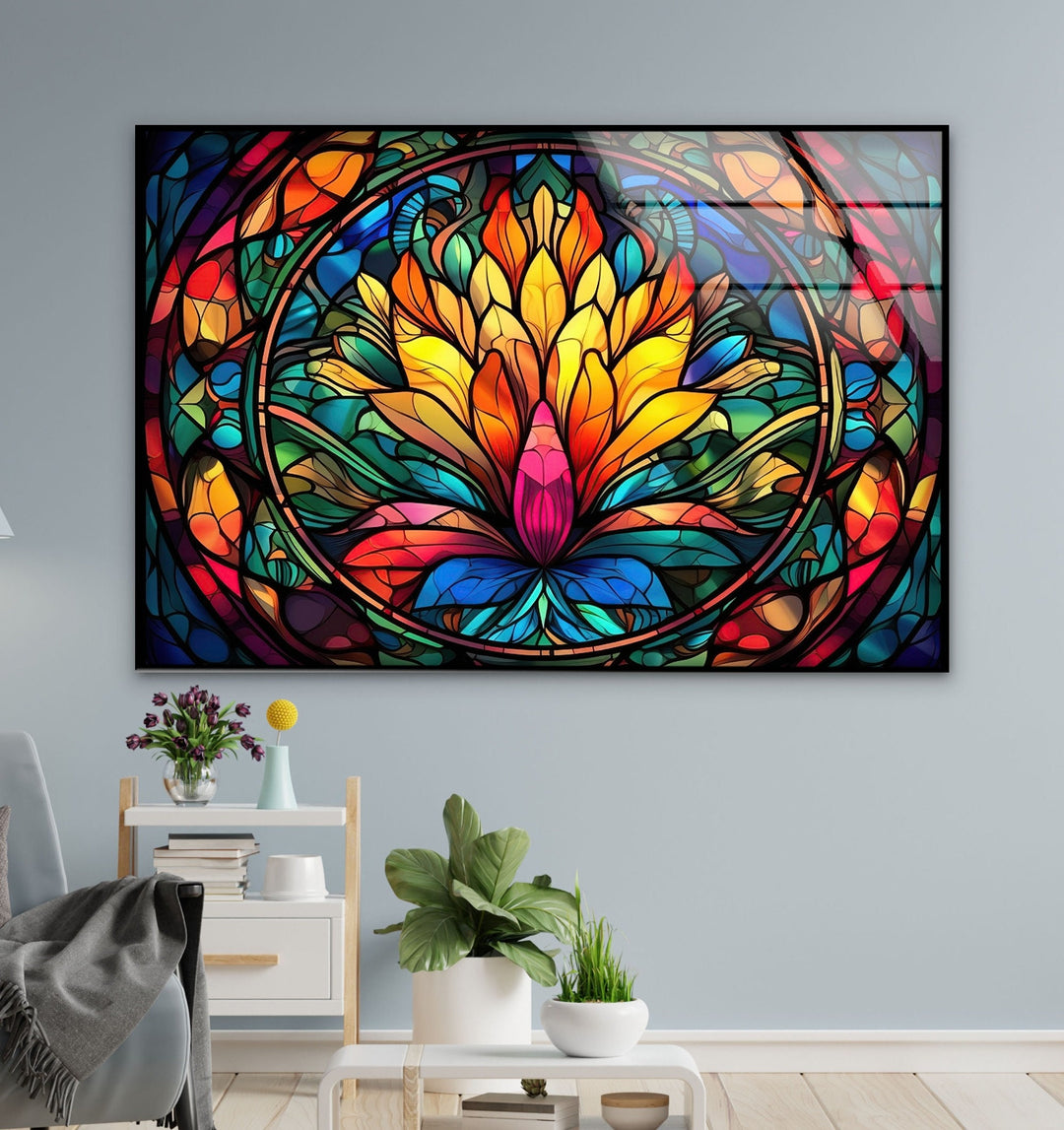 Stained Lotus Glass Wall Art art glass wall art, glass wall art pictures