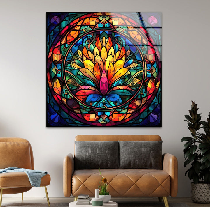 Stained Lotus Glass Wall Art glass photo prints, glass picture prints