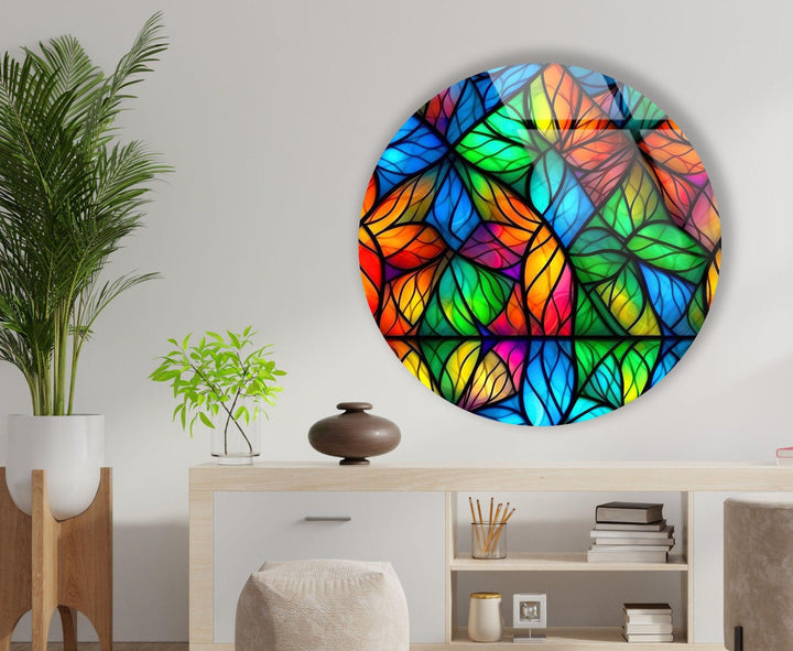 Shaped Details Stained Round Glass Wall Art art glass wall art, glass wall art pictures
