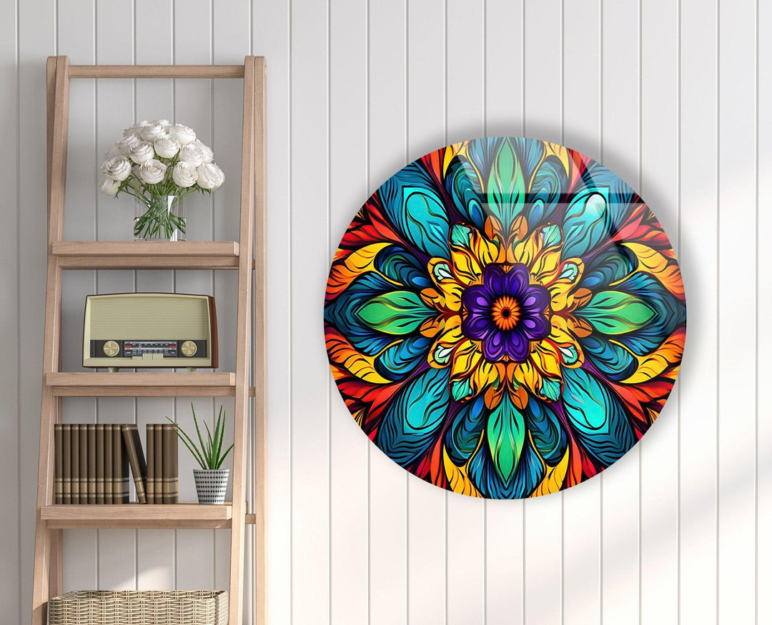 Stained Round Colored Glass Wall Art custom glass pictures, glass art prints
