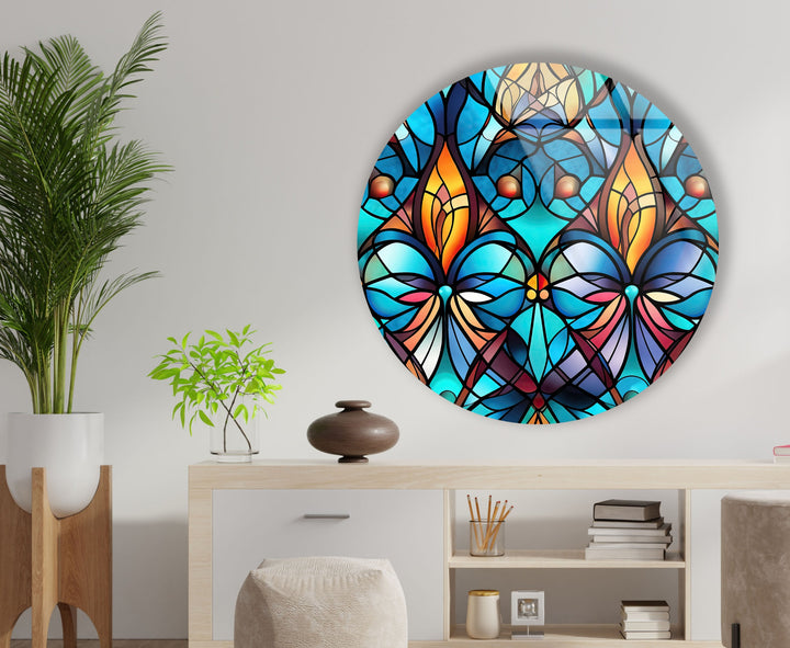 Mosaic Round Blue Glass Wall Art glass pictures for Wall, glass prints wall art
