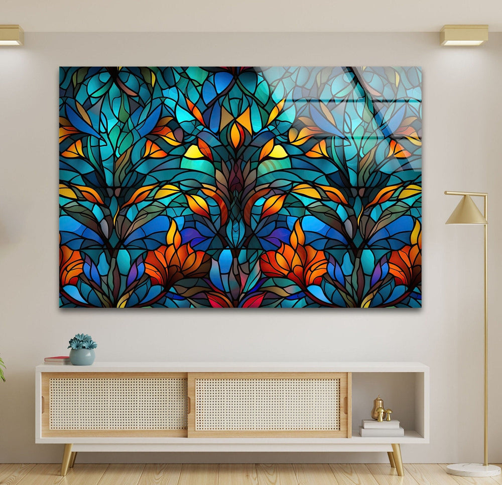 Stained Flower Art Glass Wall Art custom glass pictures, glass art prints