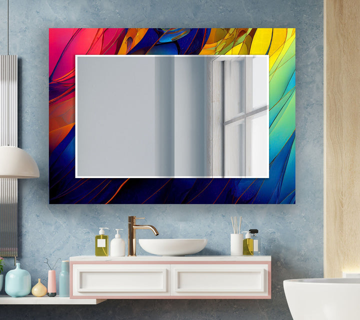 Modern Colored Abstract Wall Mirror Living Room Mirror
