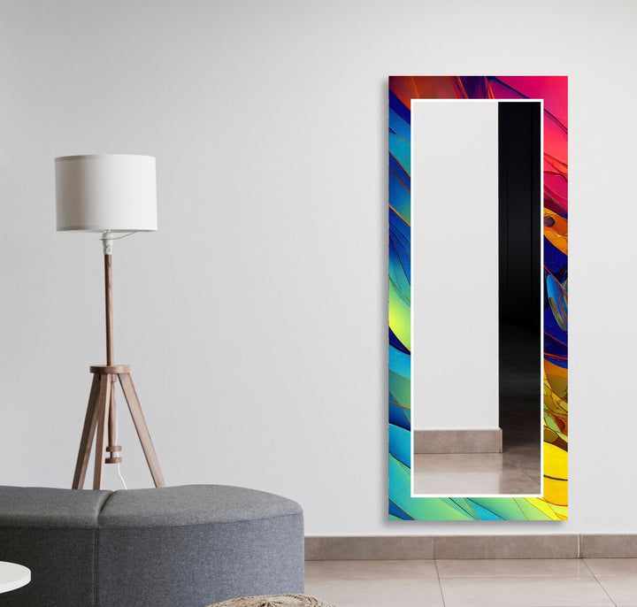 Modern Colored Abstract Wall Mirror Blue Mirror
