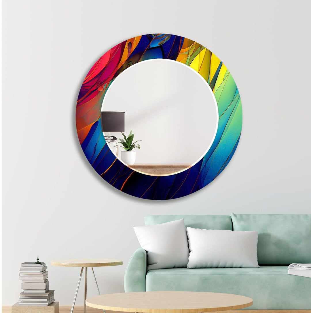 Modern Colored Abstract Wall Mirror Rectangle Wall Mirror
