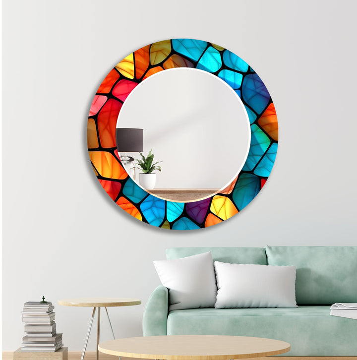 Vividly Colored Mosaic Wall Mirror Bedroom Wall Mirror
