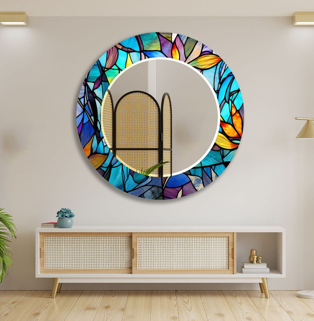 Vivid Colored Leafs Wall Mirrors Red Mirror
