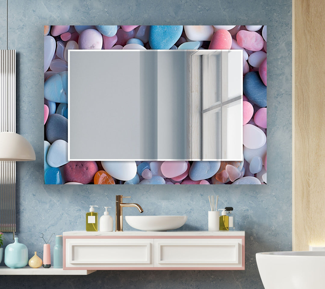 Zen Spa Stones Pink Wall Mirror black frame mirror
