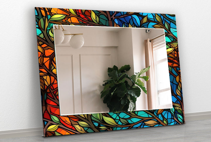 Colorful Stained Trees Wall Mirror Stained Glass Wall Mirror
