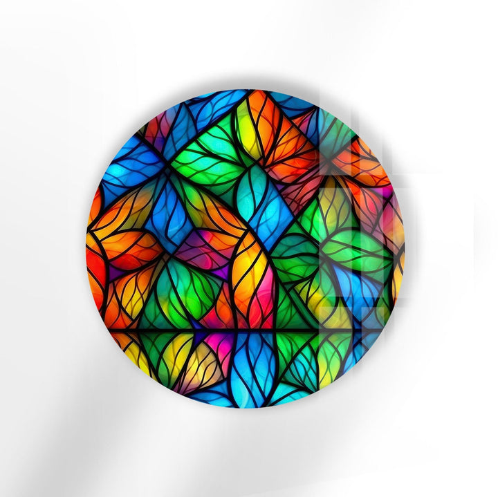 Shaped Details Stained Round Glass Wall Art large glass photo prints, glass wall photos
