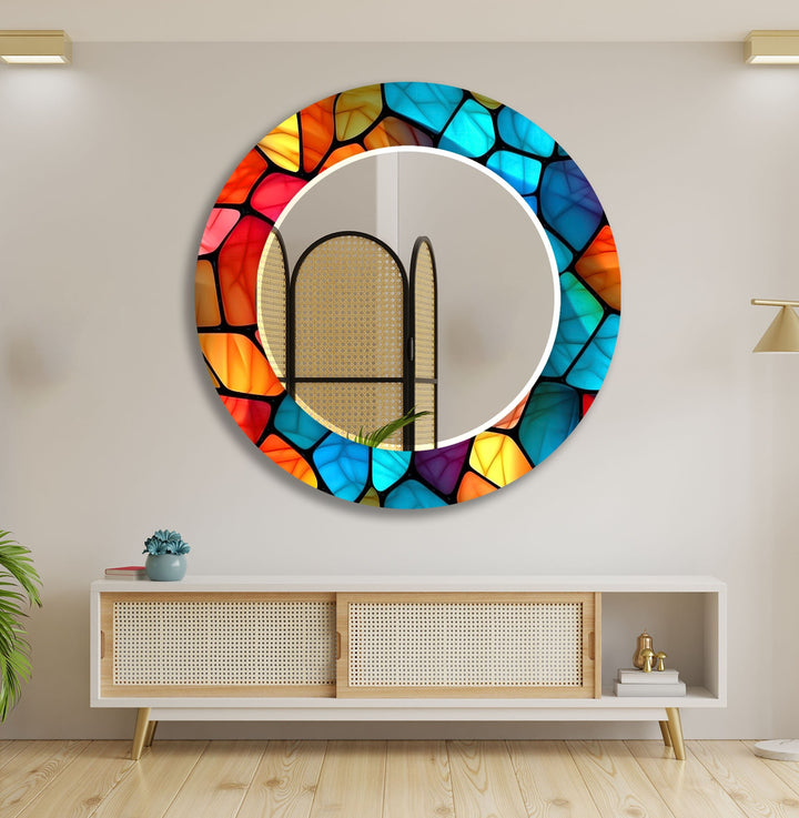 Vividly Colored Mosaic Wall Mirror Marble Wall Mirror
