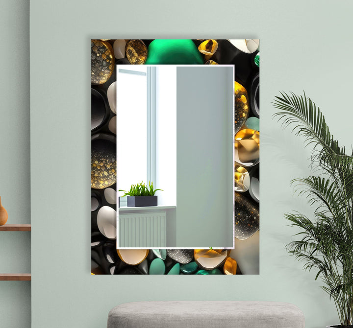 Shiny Zen Spa Stones Wall Mirror mirror black
