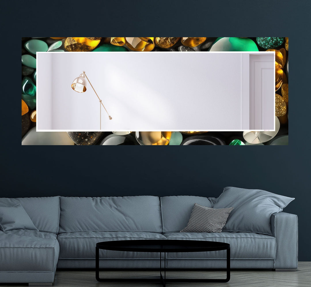 Shiny Zen Spa Stones Wall Mirror white mirror
