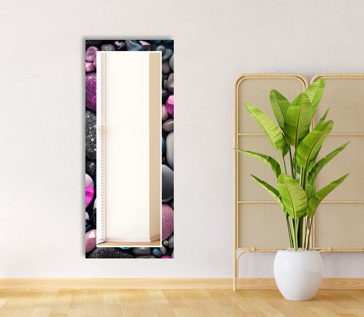 Pink and Grey Stones Wall Mirror Large Mirror
