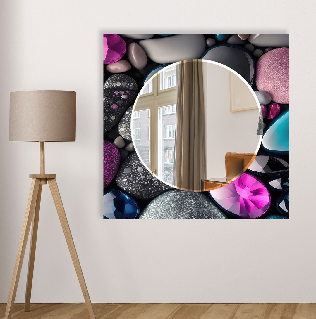 Pink and Grey Stones Wall Mirror Long Mirror
