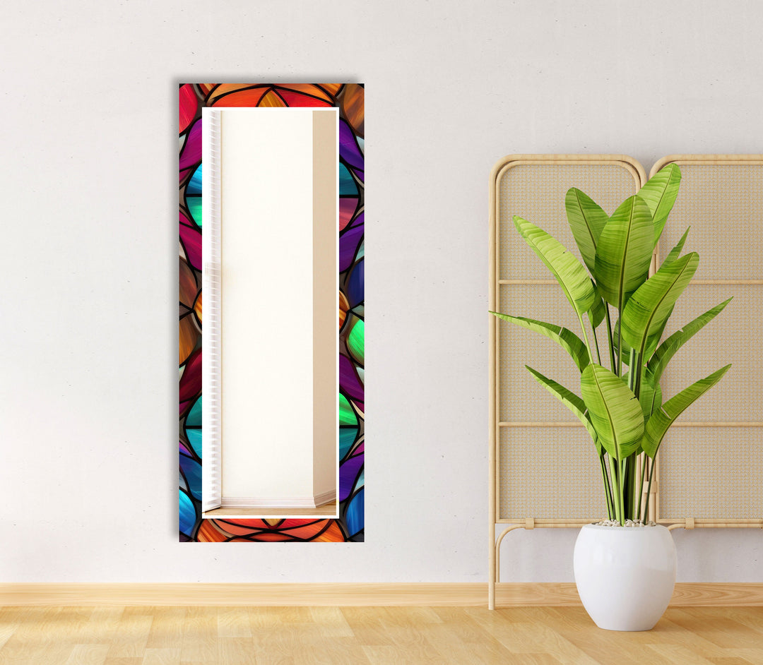 Colored Red Flowers Wall Mirror Bedroom Mirror
