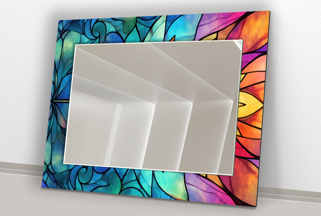 Stained Soft Colored Flower Wall Mirror oversized wall mirrors
