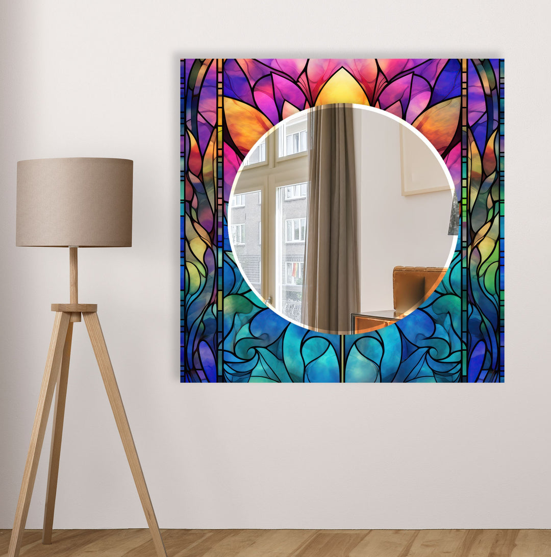 Stained Soft Colored Flower Wall Mirror unique mirrors
