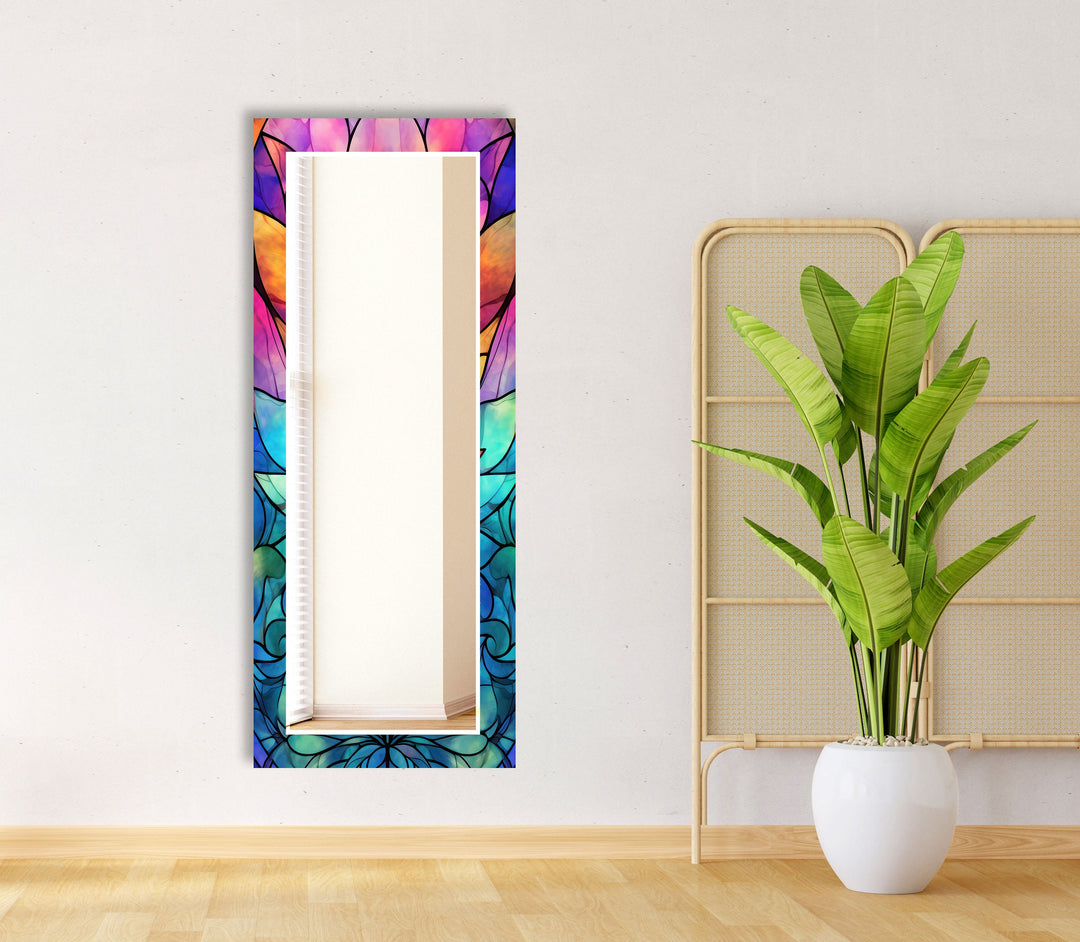 Stained Soft Colored Flower Wall Mirror wall decorative mirror
