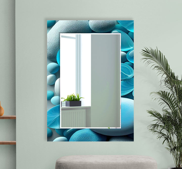 Blue Stones Wall Mirror Round Mirror
