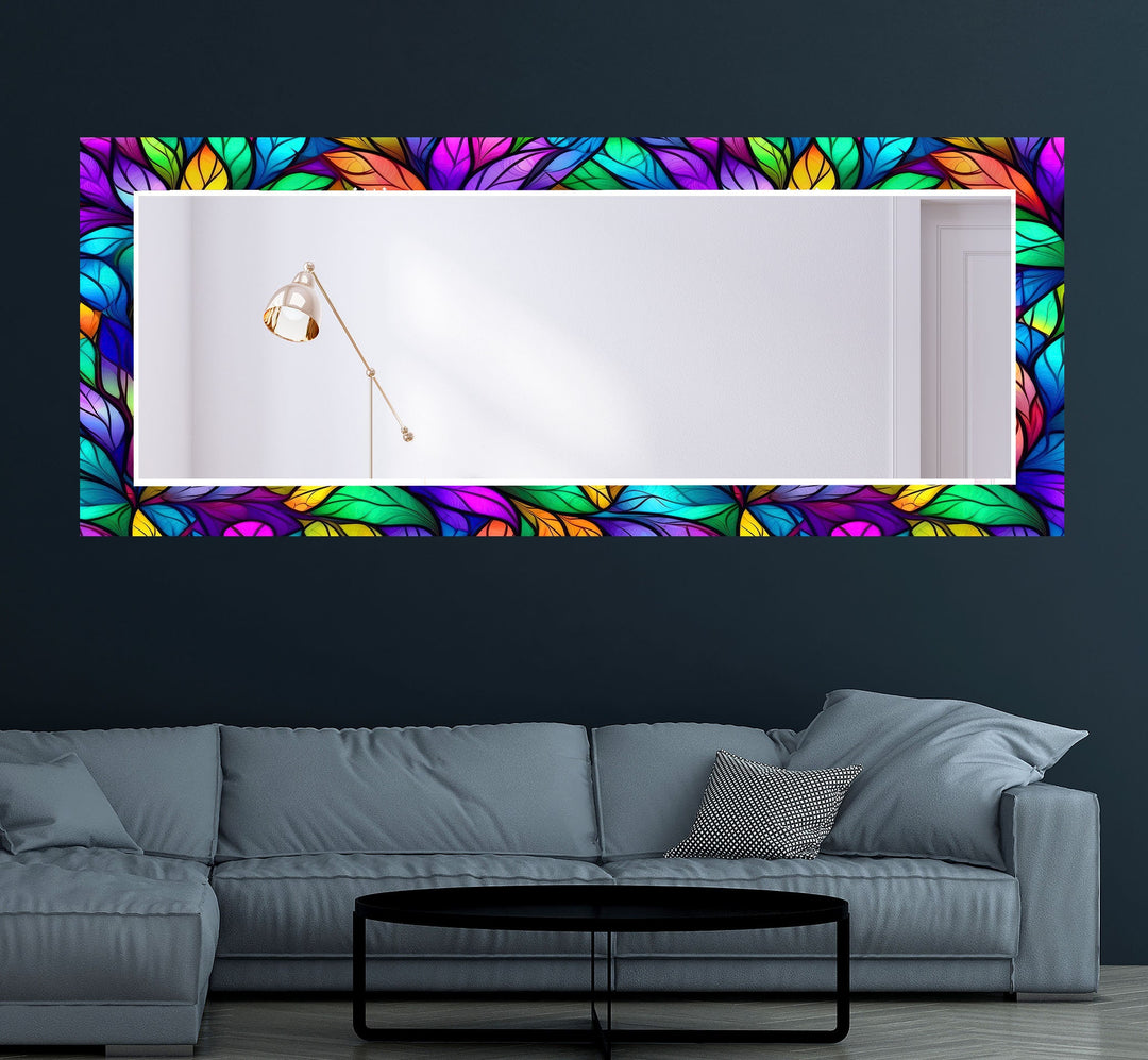 Stained Purple Leafs Wall Mirror Red Mirror
