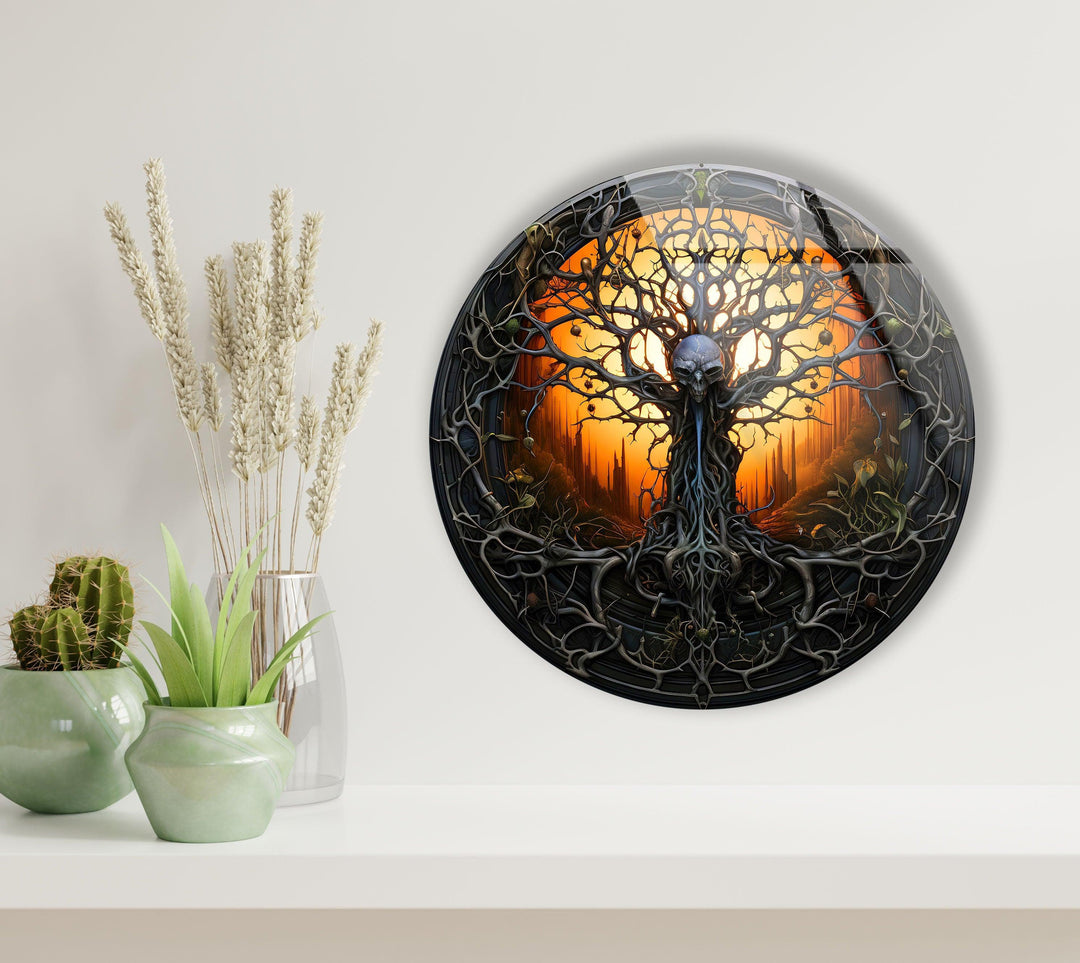 Dead Life Of Tree Round Glass Wall Art large glass photo prints, glass wall photos
