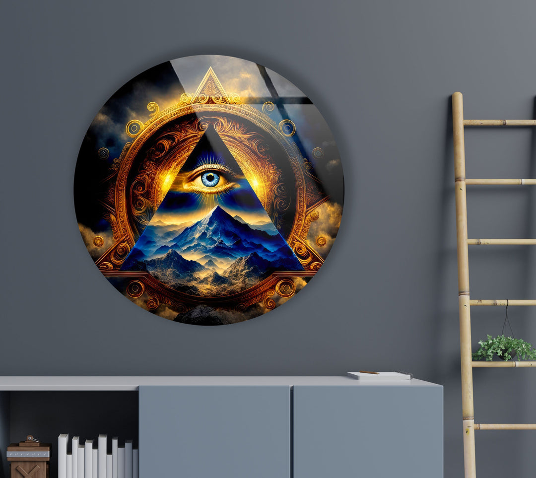 Abstract Round Illuminati Glass Wall Art picture on glass wall art, photos printed on glass
