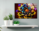 Multicolored Dahlia Flower Glass Wall Art, art glass wall art, glass wall art pictures