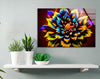 Multicolored Dahlia Flower Glass Wall Art, art glass wall art, glass wall art pictures