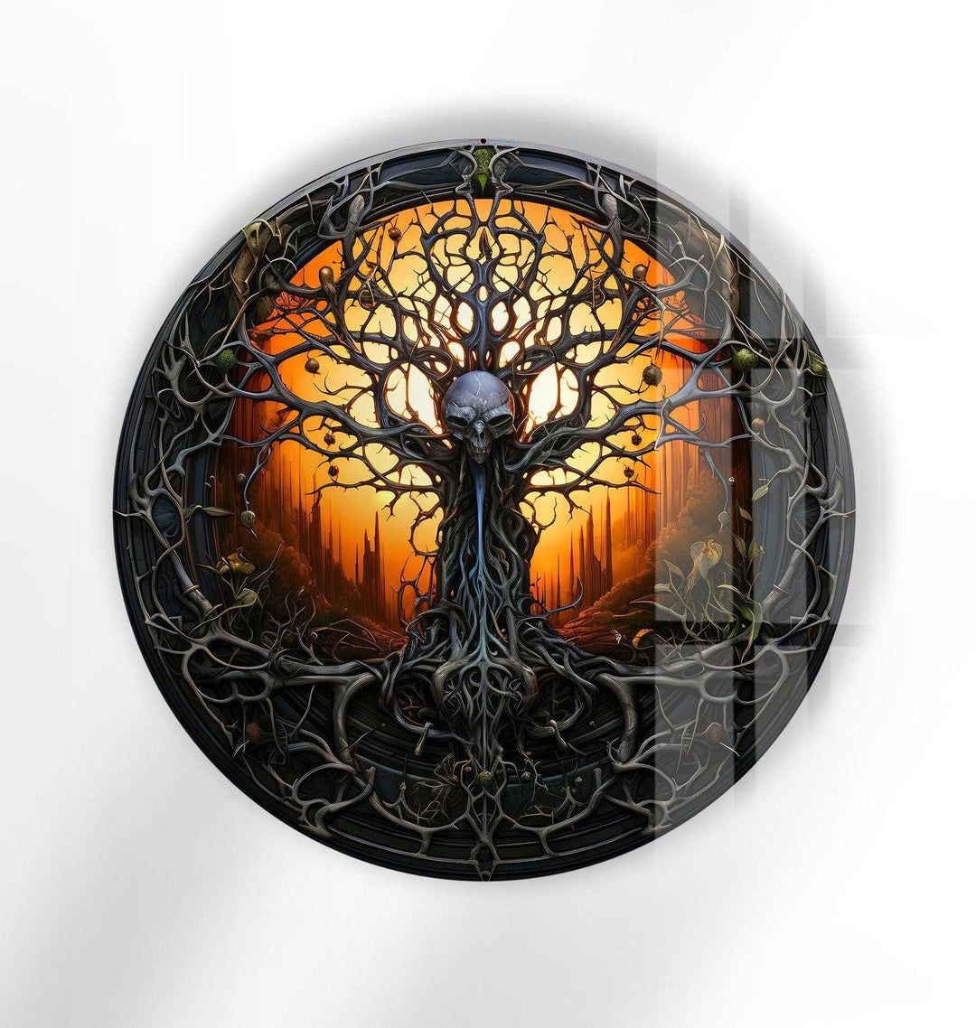 Dead Life Of Tree Round Glass Wall Art glass pictures for Wall, glass prints wall art
