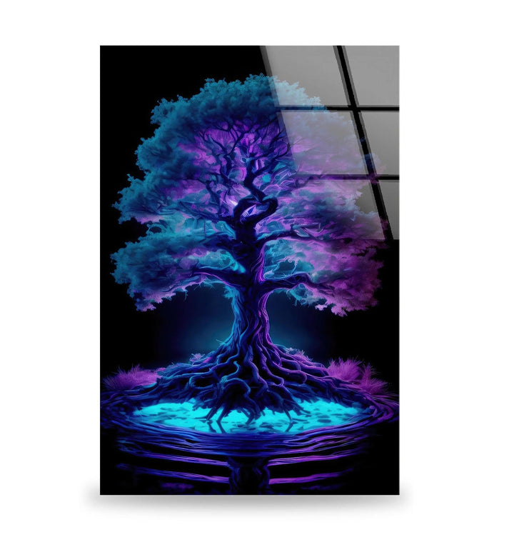 Blue Purple Tree Stained Glass Wall Art stained glass wall art, stained glass wall decor