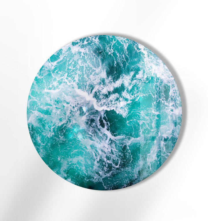 Wave Pattern Abstract Round Glass Wall Art custom glass photo prints, large glass prints