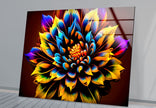 Multicolored Dahlia Flower Glass Wall Art, photo print on glass, prints on glass wall art