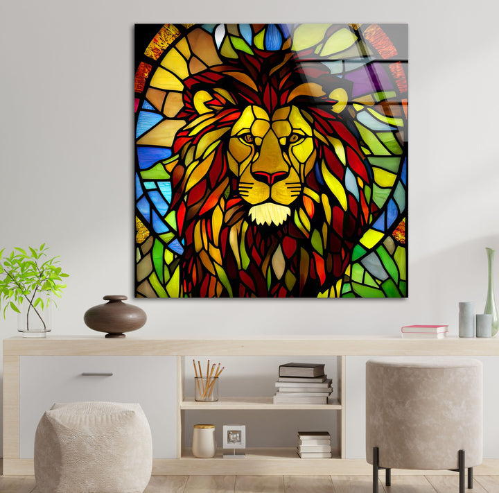 Stained Lion Glass Wall Art art glass wall art, glass wall art pictures