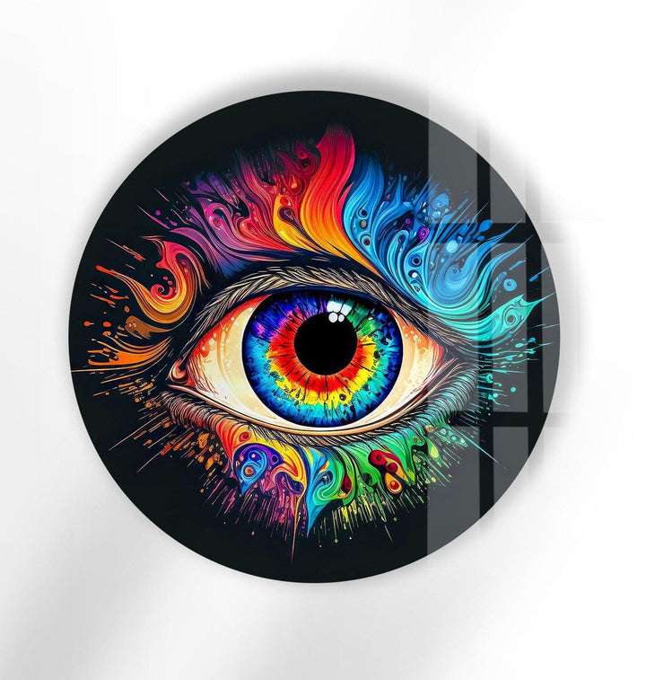 Eye Round Paint Splash Round Glass Wall Art art glass wall art, glass wall art pictures
