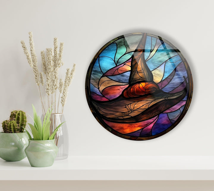 Halloween Decorative Stained Round Glass Wall Art custom glass pictures, glass art prints
