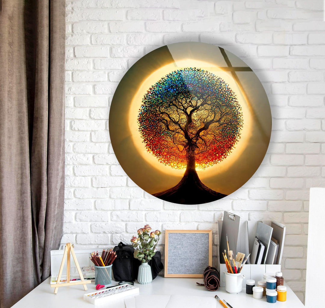 Life of Tree Round Glass Wall Art large glass photo prints, glass wall photos