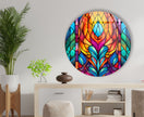 Stained Geometric Design Round Glass Wall Art large glass photo prints, glass wall photos
