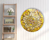 Abstract Round Yellow Glass Wall Art picture on glass wall art, photos printed on glass
