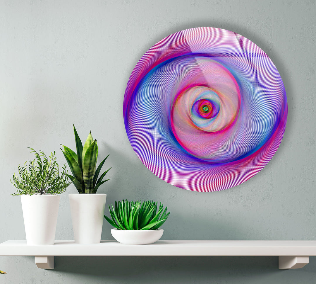 Purple Swirl Abstract Round Glass Wall Art stained glass wall art, stained glass wall decor
